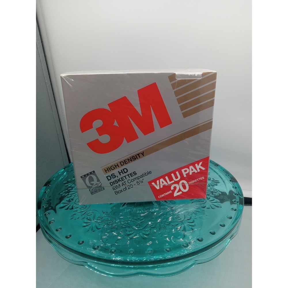 3M High Density DS HD IBM AT Compatible Box of 20 51/4" Diskettes Factory Sealed